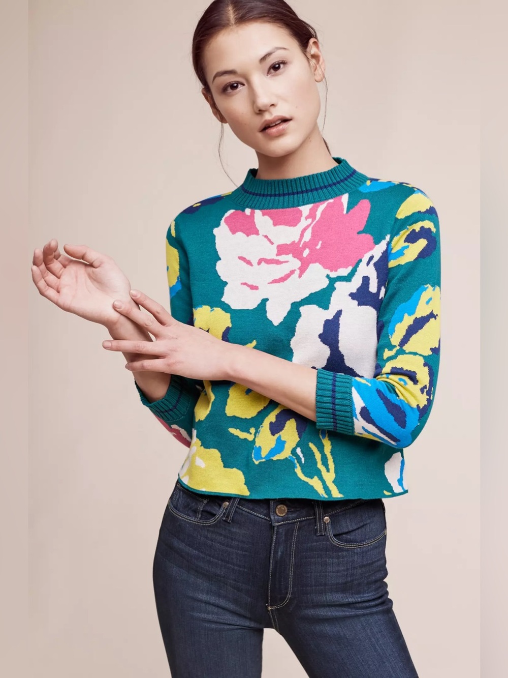Anthropologie Laine Floral Pullover by Monogram, Size S